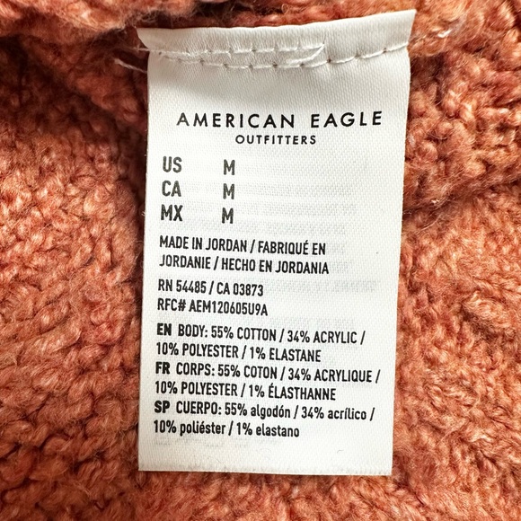 American Eagle Outfitters rust orange crochet chunky Sweater size medium - Picture 6 of 6